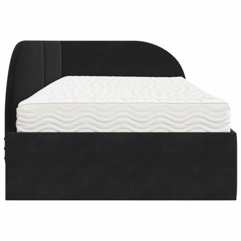 Rama Łóżka Narożnego z Materacem 2 pcs Czarny Aksamit