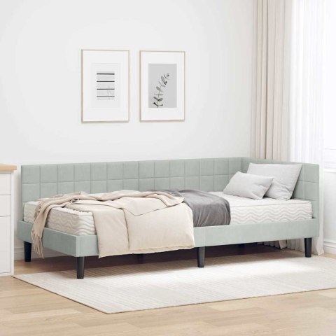 Rama Łóżka Narożnego z Materacem 2 pcs Jasnoszary Aksamit