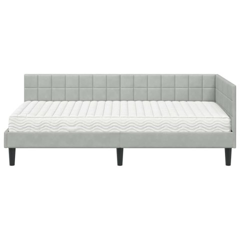 Rama Łóżka Narożnego z Materacem 2 pcs Jasnoszary Aksamit