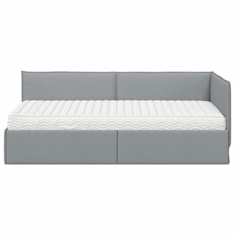 Rama Łóżka Narożnego z Materacem 2 pcs Jasnoszary Aksamit