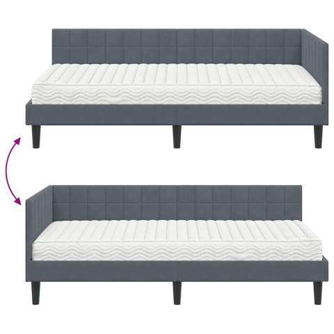 Rama Łóżka Narożnego z Materacem 2 pcs Szary Aksamit