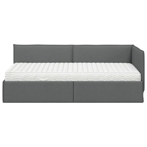 Rama Łóżka Narożnego z Materacem 2 pcs Szary Aksamit