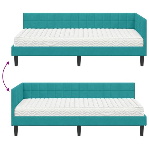 Rama Łóżka Narożnego z Materacem 2 pcs Turkusowy Aksamit