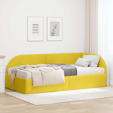 Rama Łóżka Narożnego z Materacem 2 pcs Żółty Aksamit