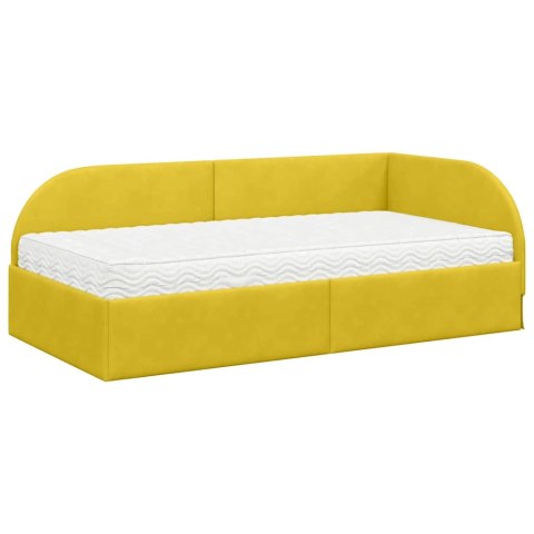 Rama Łóżka Narożnego z Materacem 2 pcs Żółty Aksamit