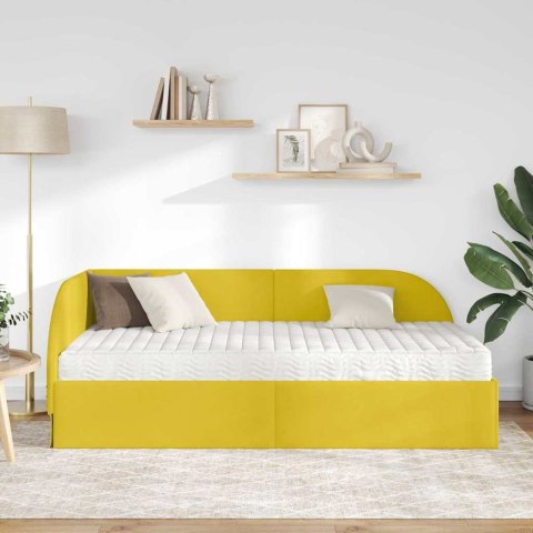 Rama Łóżka Narożnego z Materacem 2 pcs Żółty Aksamit