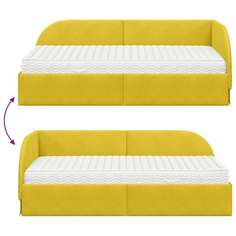 Rama Łóżka Narożnego z Materacem 2 pcs Żółty Aksamit