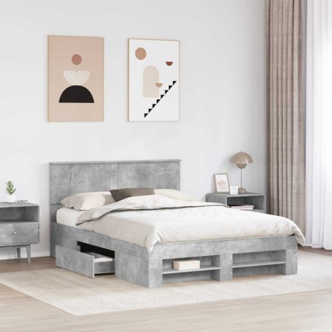 Ramka łóżka Betonowy szary 160 x 200 cm Materiał drewnopochodny