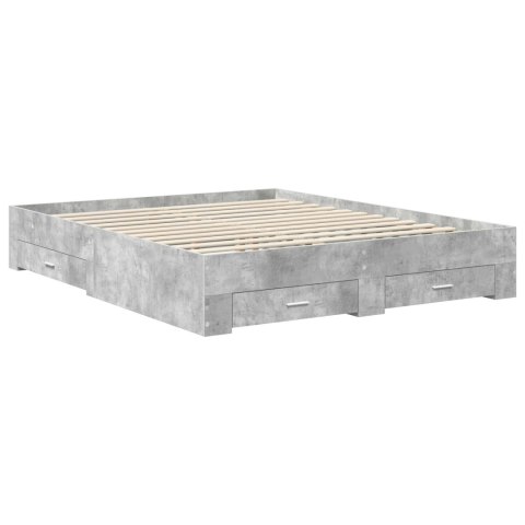 Ramka łóżka Betonowy szary 160 x 200 cm Materiał drewnopochodny