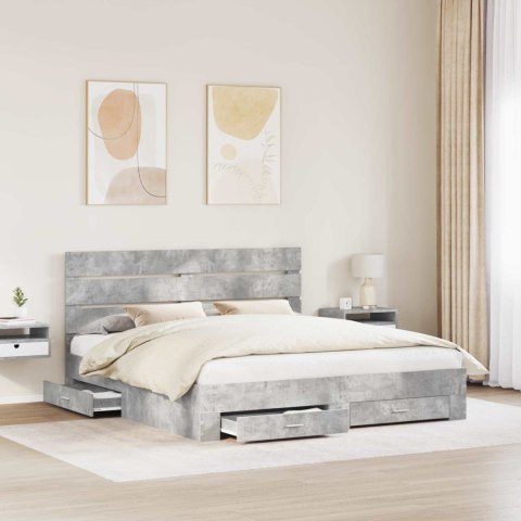 Ramka łóżka Betonowy szary 200 x 200 cm Materiał drewnopochodny
