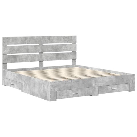 Ramka łóżka Betonowy szary 200 x 200 cm Materiał drewnopochodny