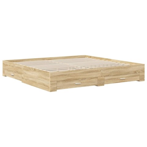 Ramka łóżka Betonowy szary 200 x 200 cm Materiał drewnopochodny