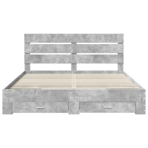 Ramka łóżka Betonowy szary 200 x 200 cm Materiał drewnopochodny