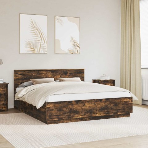 Ramka łóżka Dąb wędzony 200 x 200 cm Materiał drewnopochodny