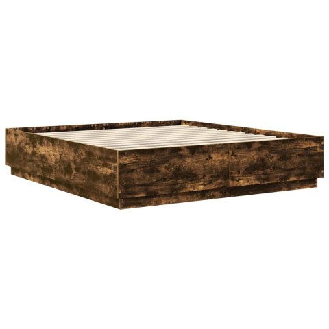 Ramka łóżka Dąb wędzony 200 x 200 cm Materiał drewnopochodny