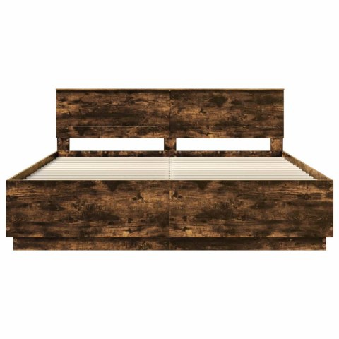 Ramka łóżka Dąb wędzony 200 x 200 cm Materiał drewnopochodny