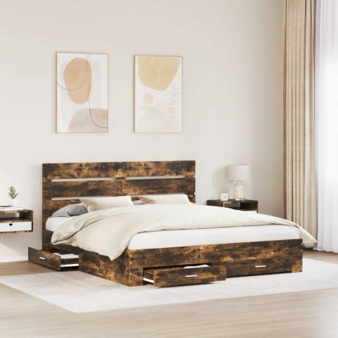 Ramka łóżka Dąb wędzony 200 x 200 cm Materiał drewnopochodny