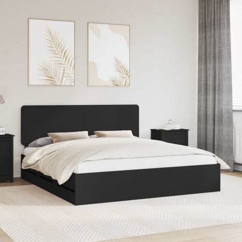 Ramka łóżka z szufladą Czarny 200 x 200 cm Drewno inżynieryjne