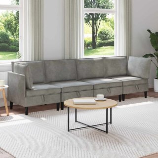 Zestaw mebli do salonu z poduszką 4 pcs jasnoszary Welur