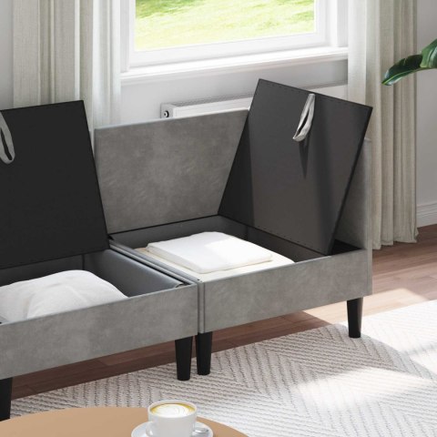 Zestaw mebli do salonu z poduszką 4 pcs jasnoszary Welur