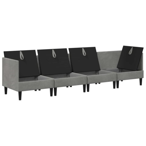 Zestaw mebli do salonu z poduszką 4 pcs jasnoszary Welur