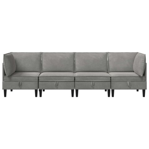 Zestaw mebli do salonu z poduszką 4 pcs jasnoszary Welur