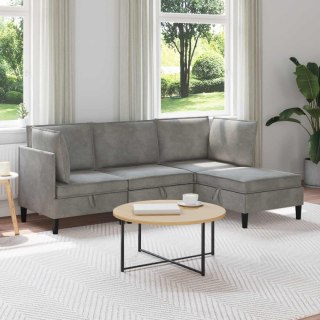 Zestaw mebli do salonu z poduszką 4 pcs jasnoszary Welur