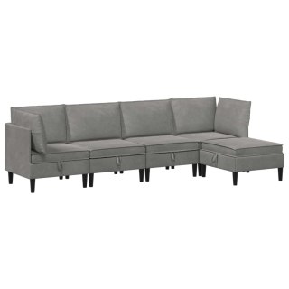 Zestaw mebli do salonu z poduszką 5 pcs jasnoszary Welur