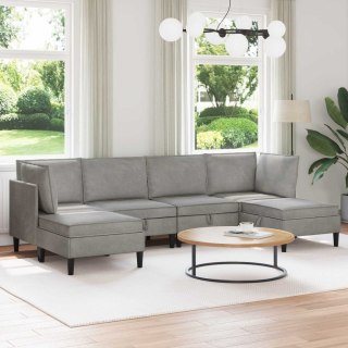 Zestaw mebli do salonu z poduszką 6 pcs jasnoszary Welur