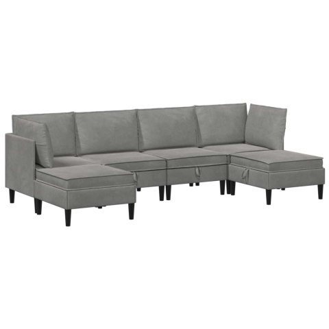 Zestaw mebli do salonu z poduszką 6 pcs jasnoszary Welur