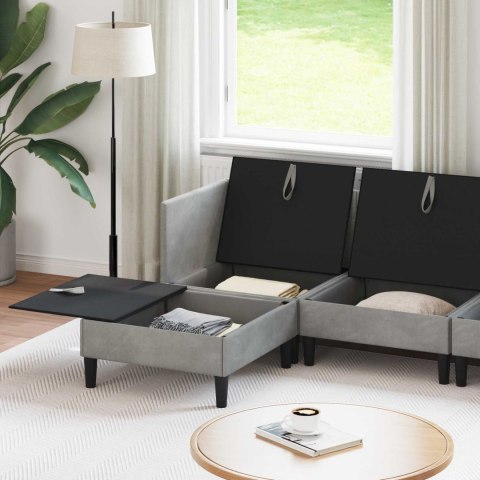 Zestaw mebli do salonu z poduszką 6 pcs jasnoszary Welur
