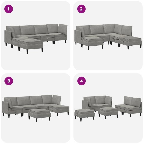 Zestaw mebli do salonu z poduszką 6 pcs jasnoszary Welur