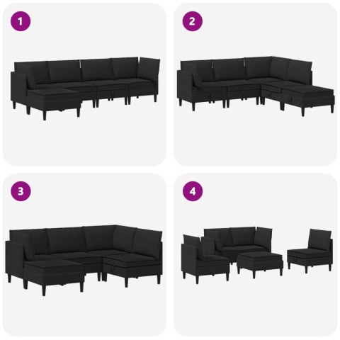 Zestaw mebli do salonu 5 pcs Czarny tkanina