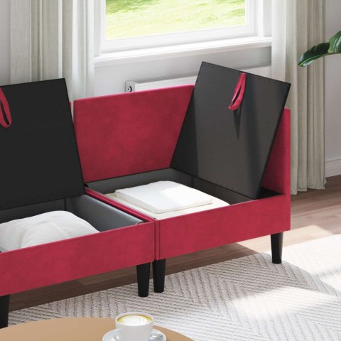 Zestaw mebli do salonu z poduszką 3 pcs Czerwone wino Welur