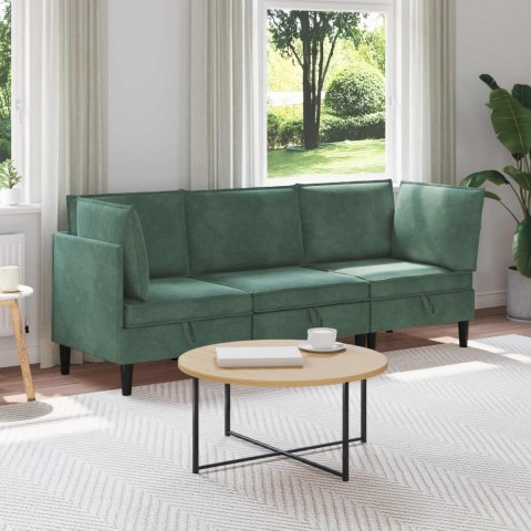 Zestaw mebli do salonu z poduszką 3 pcs Zielony morski Welur