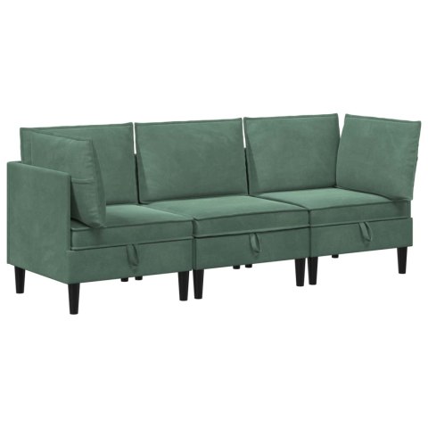 Zestaw mebli do salonu z poduszką 3 pcs Zielony morski Welur