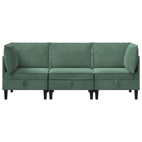 Zestaw mebli do salonu z poduszką 3 pcs Zielony morski Welur