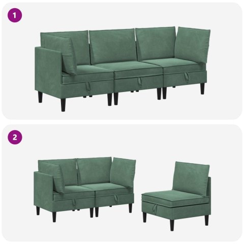 Zestaw mebli do salonu z poduszką 3 pcs Zielony morski Welur