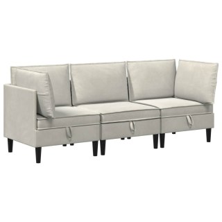 Zestaw mebli do salonu z poduszką 3 pcs kremowy Welur