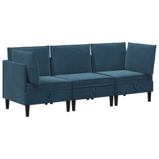 Zestaw mebli do salonu z poduszką 3 pcs niebieski Welur