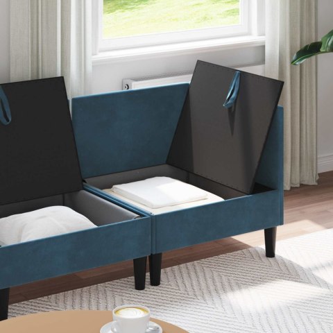 Zestaw mebli do salonu z poduszką 3 pcs niebieski Welur
