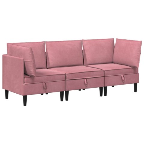 Zestaw mebli do salonu z poduszką 3 pcs różowy Welur