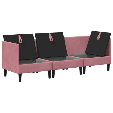 Zestaw mebli do salonu z poduszką 3 pcs różowy Welur