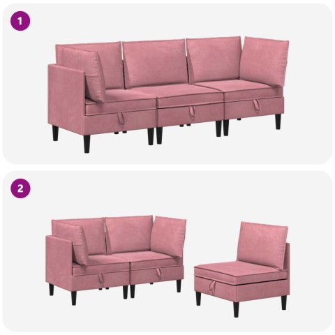 Zestaw mebli do salonu z poduszką 3 pcs różowy Welur