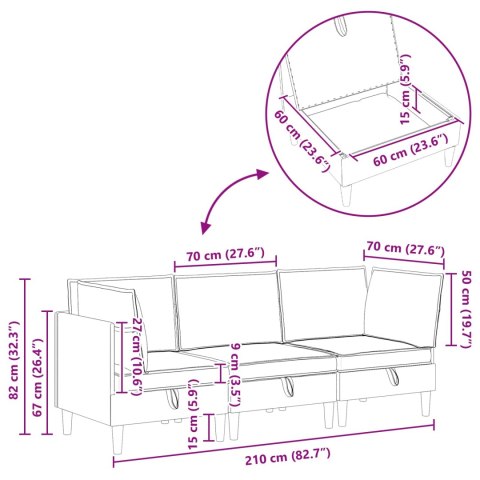 Zestaw mebli do salonu z poduszką 3 pcs różowy Welur