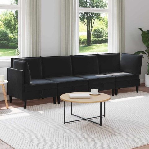 Zestaw mebli do salonu z poduszką 4 pcs Czarny Welur