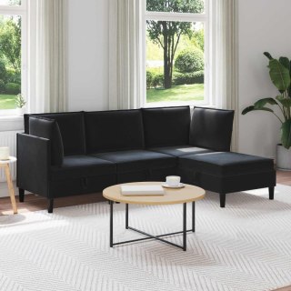 Zestaw mebli do salonu z poduszką 4 pcs Czarny Welur