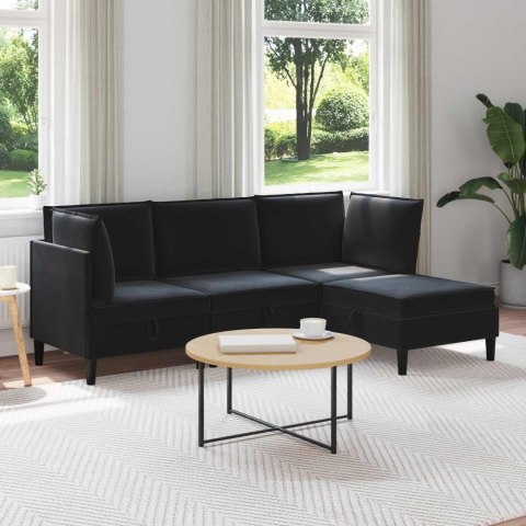 Zestaw mebli do salonu z poduszką 4 pcs Czarny Welur