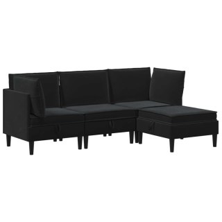 Zestaw mebli do salonu z poduszką 4 pcs Czarny Welur