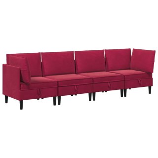 Zestaw mebli do salonu z poduszką 4 pcs Czerwone wino Welur